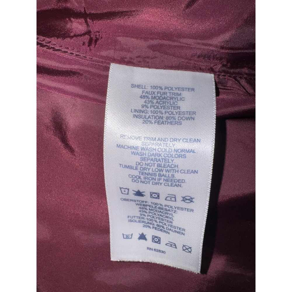 Lands' End Women's Hooded Puffer Jacket Burgundy Size Small 6-8 Winter Coat - Picture 11 of 14